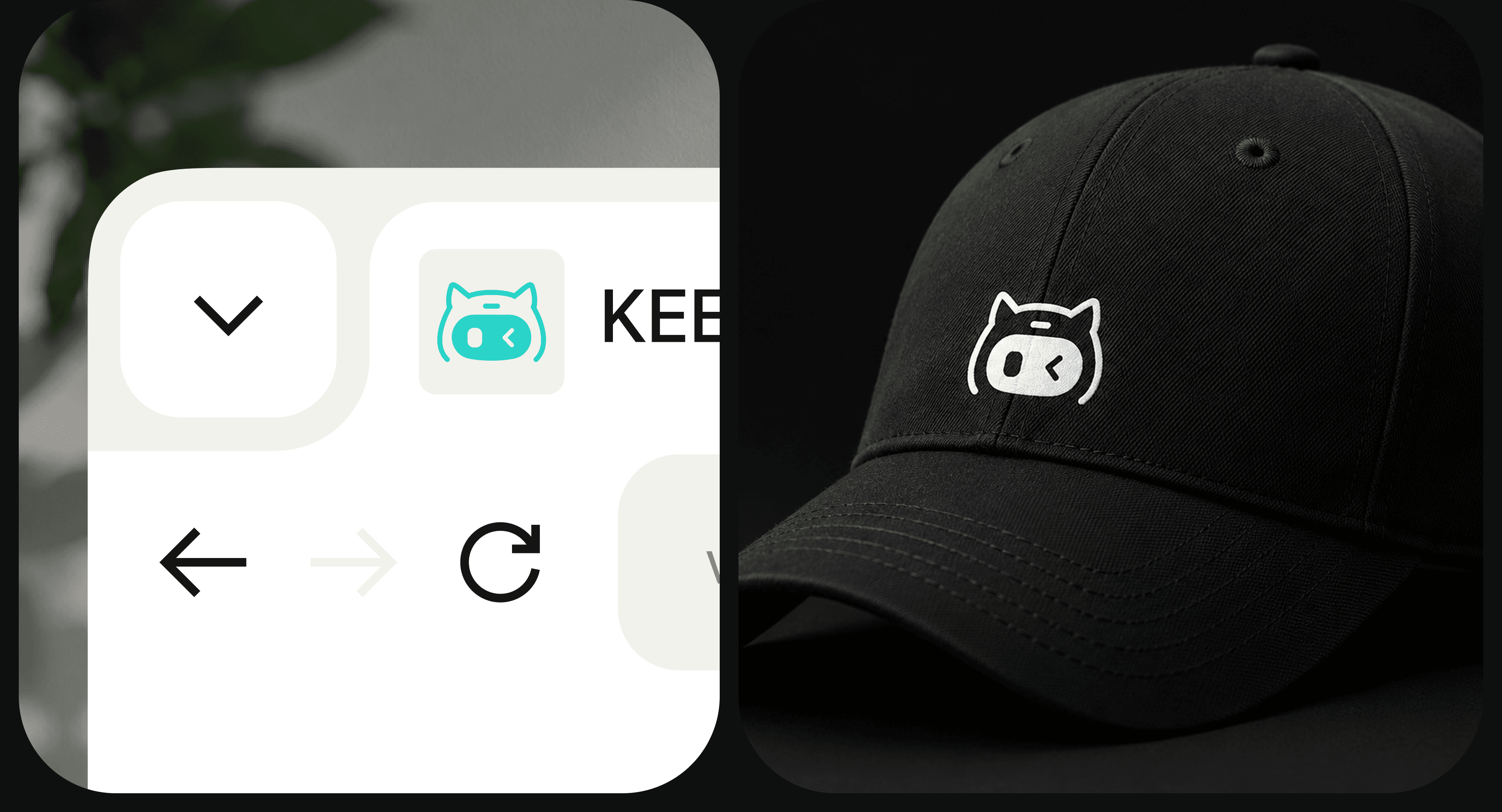 KEENON identity across digital interface details and apparel